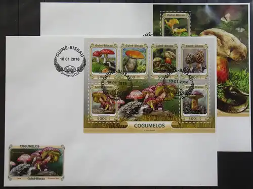 Guinea Bissau 8404-8409 und Block 1456 gestempelt Kleinbogen / als FDC #GG411