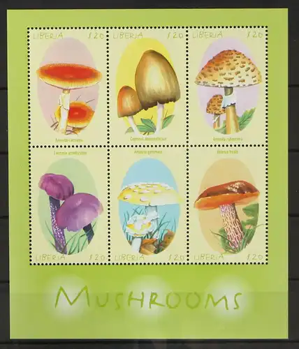 Liberia 2813-2818 postfrisch Kleinbogen / Pilze #GH182