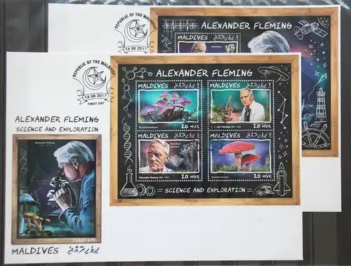 Malediven 7053-7056 und Block 1076 gestempelt Kleinbogen / als FDC #GG528