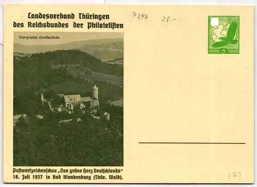 Deutsches Reich PP142/C12 als Ganzsache Landesverband Thüringen #BD169