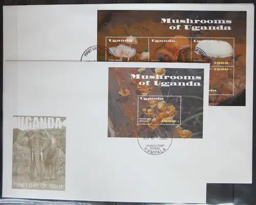 Uganda 2492-2497 und Block 357 gestempelt Kleinbogen / als FDC #GG294
