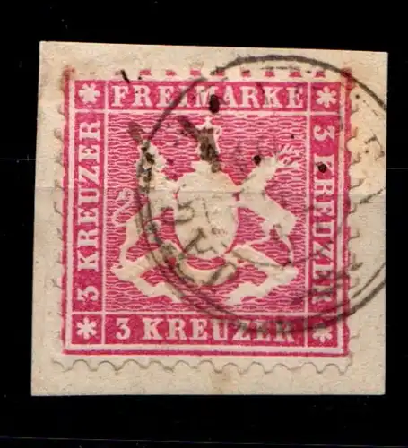 Württemberg 26 gestempelt gut gezähnt auf Briefstück #GU719