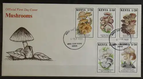 Kenia 486-490 gestempelt als FDC / Pilze #GG387