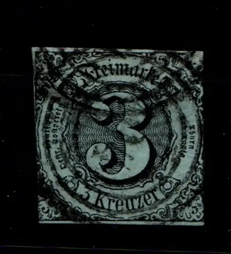 Thurn & Taxis 12 gestempelt typ. Taxisschnitt, 2seitig berührt, Mängel #GT931