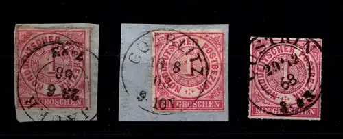 Norddeutscher Bund 4 (3x) gestempelt Stempellot u.a. Goerlitz #GU735