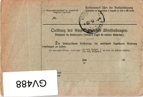 Deutsches Reich 87II, 95I auf Brief Paketkarte nach Constantinopel #GV488