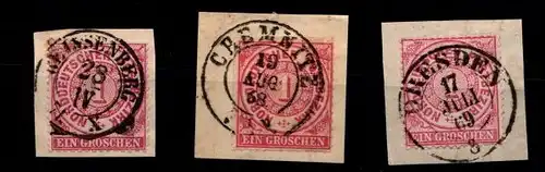 Norddeutscher Bund 16 (3x) gestempelt Stempellot Chemnitz u.a. #GU761