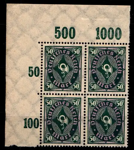 Deutsches Reich 209POR postfrisch 4er Block vom Eckrand oben links #GS760