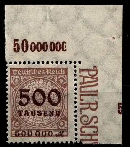 Deutsches Reich 313P OR postfrisch vom Eckrand #GS914