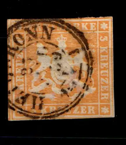 Württemberg 7 gestempelt dünne Stelle #GU699