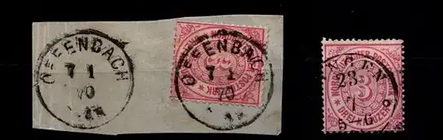 Norddeutscher Bund 21 (2x) gestempelt Stempellot Offenbach u.a. #GU805