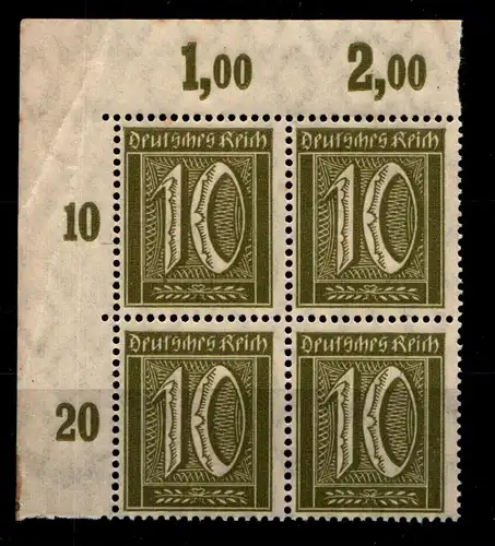 Deutsches Reich 159POR postfrisch 4er Block Eckrand oben links #GS725