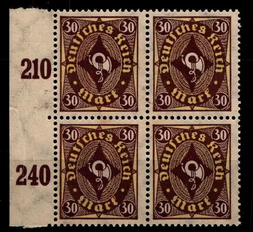 Deutsches Reich 208 postfrisch 4er Block vom Seitenrand #GS792