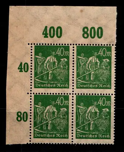 Deutsches Reich 244POR postfrisch Eckrand 4er Block oben links #GS813