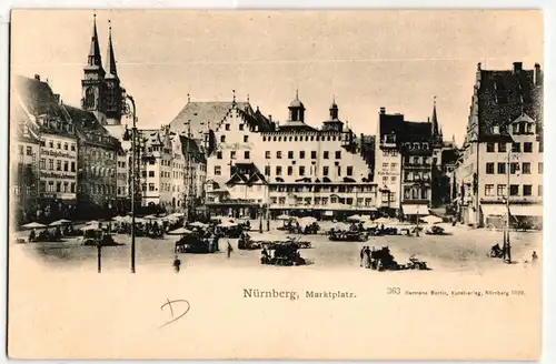 Bayern 61 auf Postkarte nach Paris, Marktplatz Nürnberg #GU989