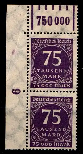 Deutsches Reich 276 WOR postfrisch Eckrand-Paar, oben links #GS366