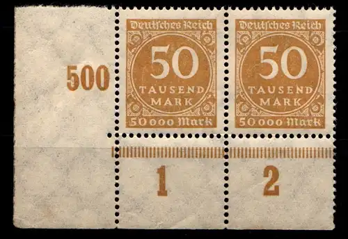 Deutsches Reich 275a POR postfrisch Eckrand-Paar unten links #GS362