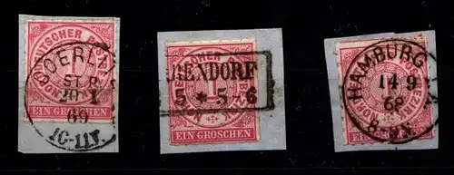 Norddeutscher Bund 4 (3x) gestempelt Stempellot u.a. Hamburg #GU733