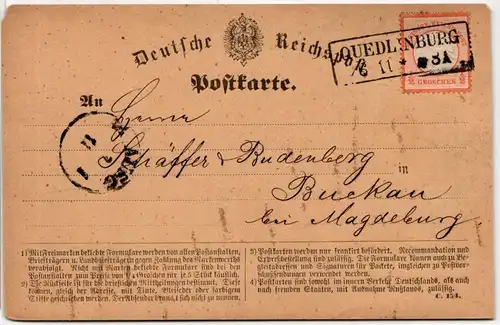 Deutsches Reich 18 auf Postkarte nachverwendeter Preußen Stempel #GU674