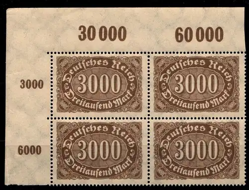 Deutsches Reich 254a POR postfrisch 4er Block Eckrand, Typenprüfung #GS299