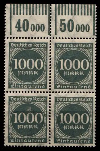 Deutsches Reich 273 WOR postfrisch 4er Block vom Oberrand, 2x WOR 1/11/1 #GS358