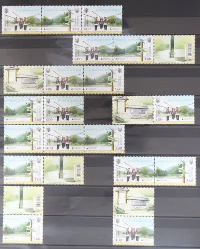 Ukraine 1249 und 1250 postfrisch Zusammendrucke aus Kleinbogen / CEPT #GG607