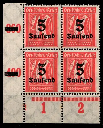 Deutsches Reich 277 postfrisch Eckrand 4er Block unten links #GS371