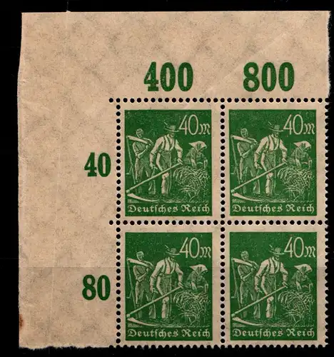 Deutsches Reich 244POR postfrisch Eckrand 4er Block oben links #GS814