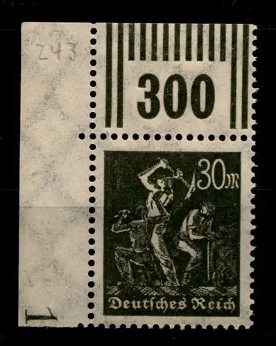 Deutsches Reich 243aP OR postfrisch 2/9/2 vom Eckrand, Typenprüfung #GX451