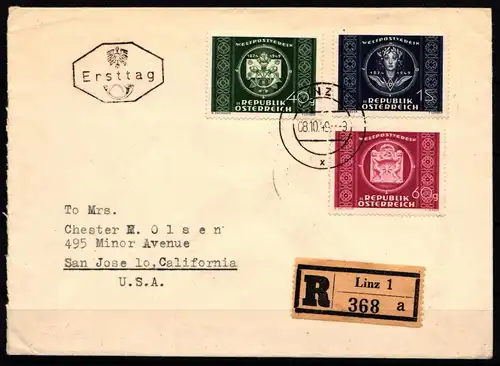 Österreich 943-945 gestempelt als FDC #GO890