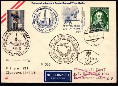 Österreich 1007 gestempelt als FDC Sonderflug #GO862