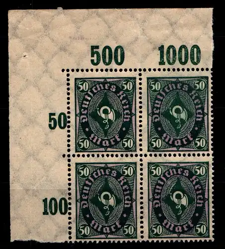 Deutsches Reich 209POR postfrisch 4er Block vom Eckrand oben links #GS762