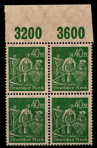 Deutsches Reich 244POR postfrisch 4er Block vom Oberrand #GS820