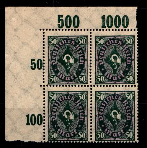 Deutsches Reich 209POR postfrisch 4er Block vom Eckrand oben links #GS761