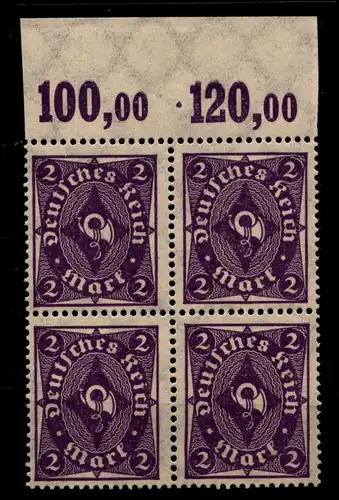 Deutsches Reich 224P OR postfrisch 4er Block vom Oberrand #HA041