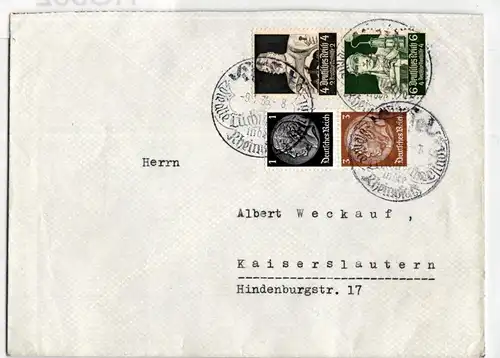 Deutsches Reich S219 u.a auf Brief überfrankiert #HG502