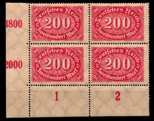 Deutsches Reich 248 postfrisch 4er Block Eckrand unten, Typenprüfung #GX405