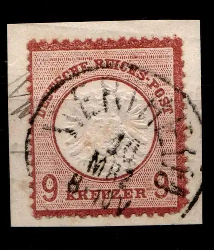 Deutsches Reich 27a gestempelt auf Briefstück, tiefst geprüft Krug BPP #HG568