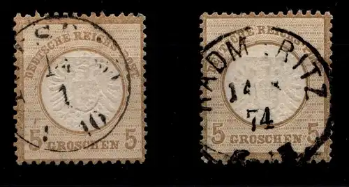 Deutsches Reich 22 gestempelt 2 Nuancen, tiefst geprüft Sommer BPP #HG588