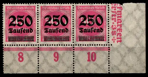 Deutsches Reich 295 postfrisch waagerechter 3er Streifen vom Eckrand #HA121