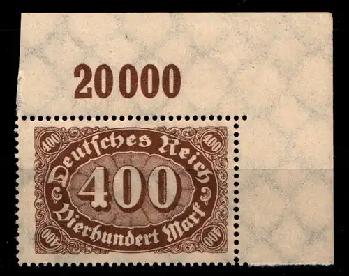 Deutsches Reich 250P OR postfrisch vom Eckrand oben rechts #GX413