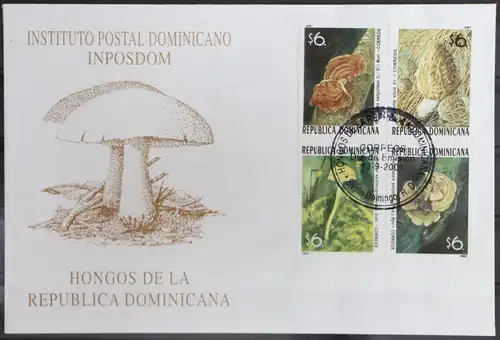 Dominikanische Republik 2032-2035 gestempelt Viererblock als FDC / Pilze #GG768