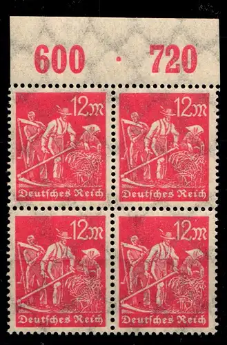 Deutsches Reich 240P OR postfrisch 4er Block vom Oberrand #GX467