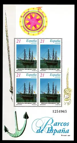 Spanien Block 68 mit 4 x 3318 postfrisch Schifffahrt #GW198