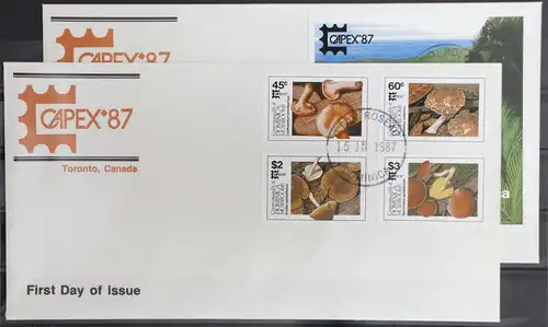 Dominica 1036-1039 und Block 120 gestempelt als FDC / Pilze #GG769
