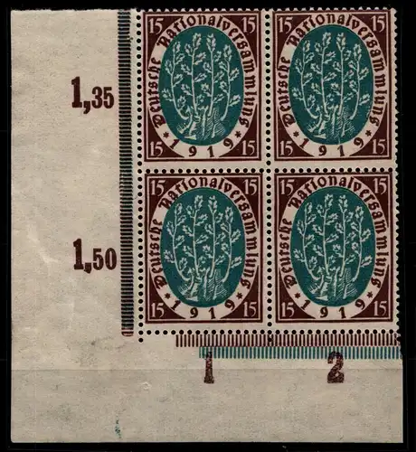 Deutsches Reich 108P OR postfrisch 4er Block vom Eckrand #GX803