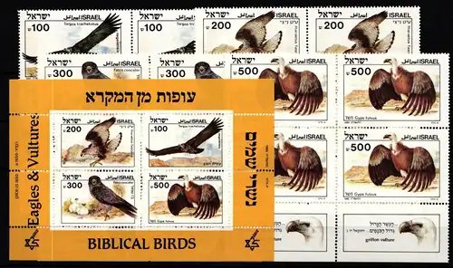 Israel 982-985 als 4er Einheit und Block 27 postfrisch Vögel #HC541