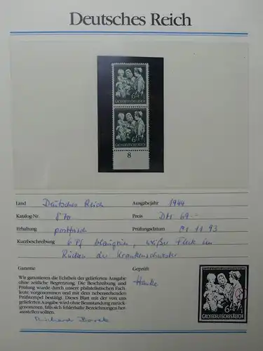 Deutsches Reich 1933-1945 mit ca. 4.400,- Kat im Borek Vordruck #LW083