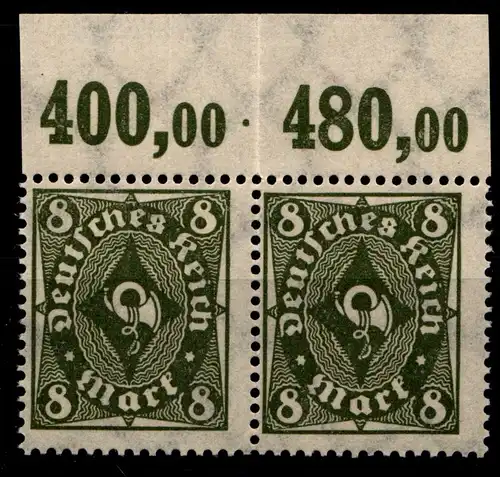 Deutsches Reich 229P OR postfrisch waagerechtes Paar, mittig gefaltet #HA014