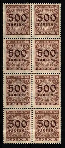 Deutsches Reich 313 postfrisch 8er Block, inkl. 1xHT und PE I #HA776